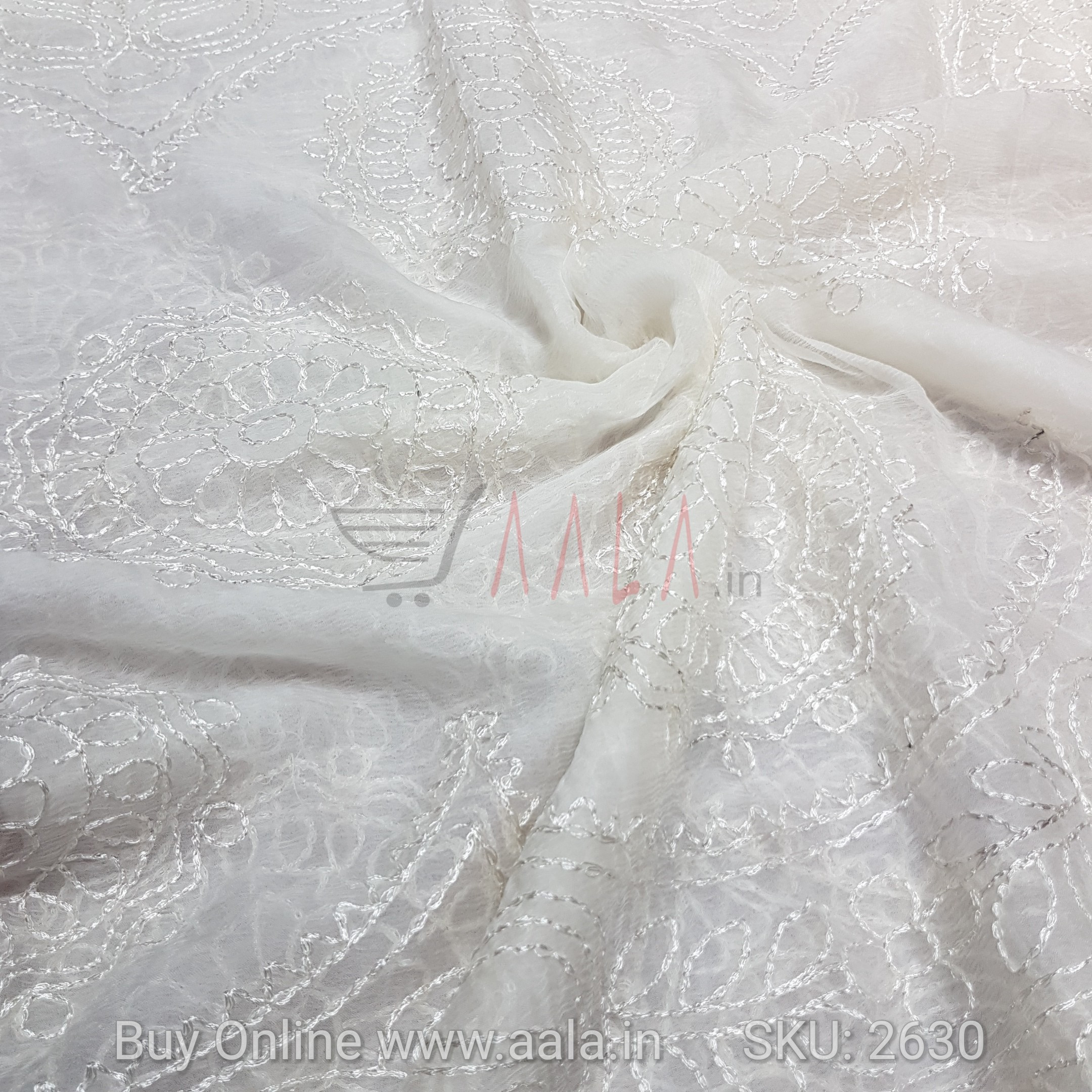 Embroidered Chiffon Viscose 42 Inches Dyeable 2.25 Metres #2630