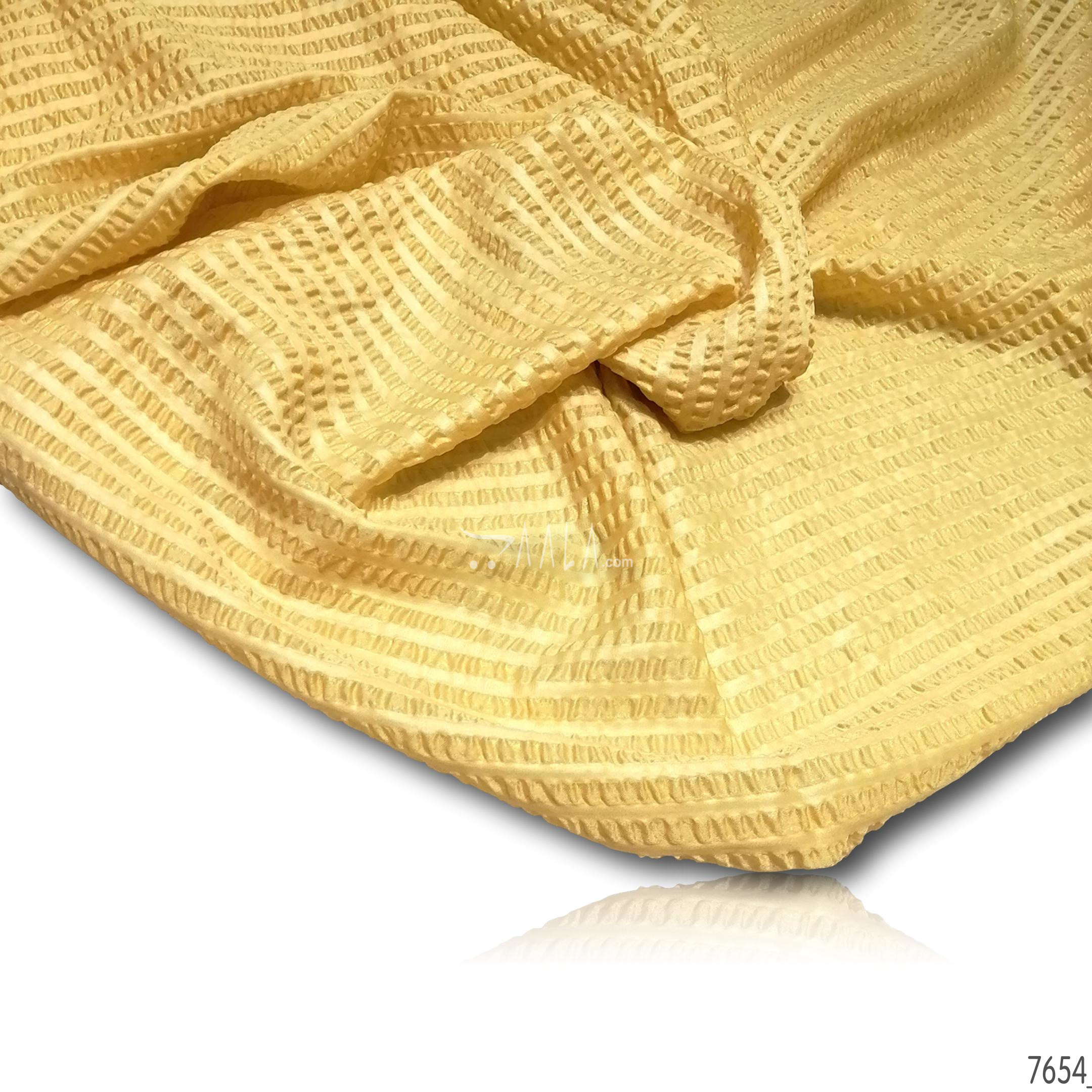 Crush Satin-Georgette Poly-ester 44-Inches YELLOW Per-Metre #7654