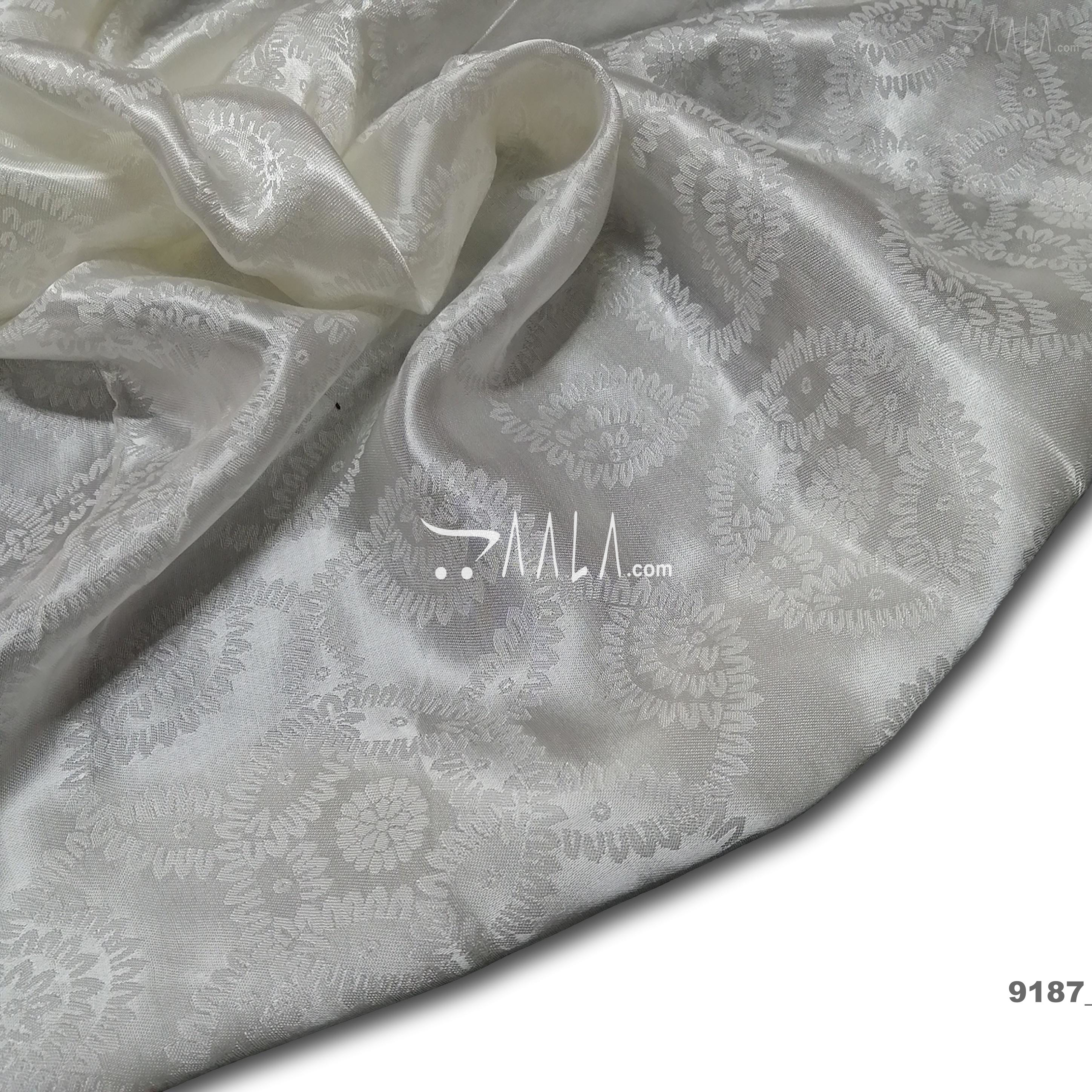 Jacquard-Gaji Silk Viscose 44-Inches WHITE Per-Metre #9187